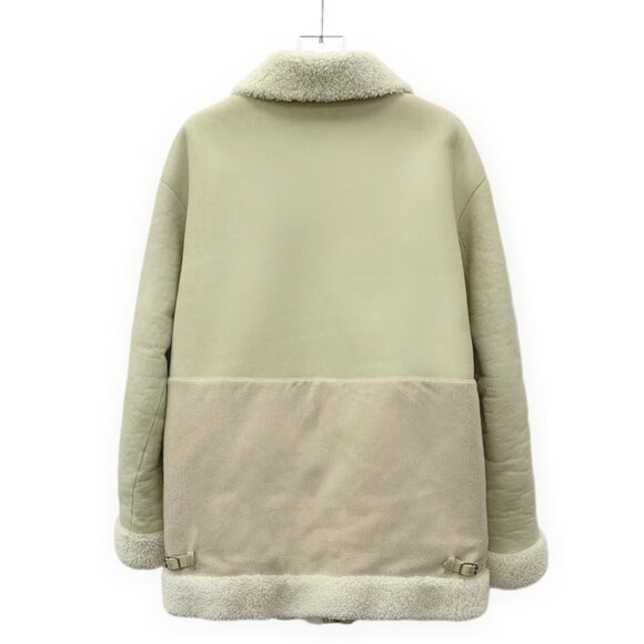 IW0325 Loro Piana Off-white lapel fur integrated zipper jacket jacket 40 M size - Picture 2 of 9